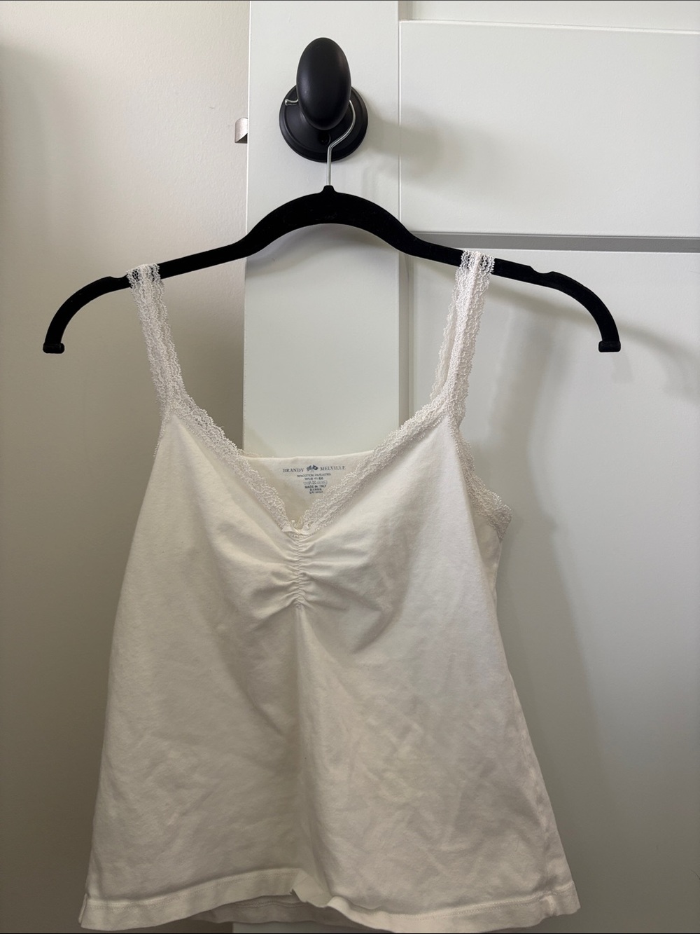 Brandy Melville White Lace-Trim Tank Top